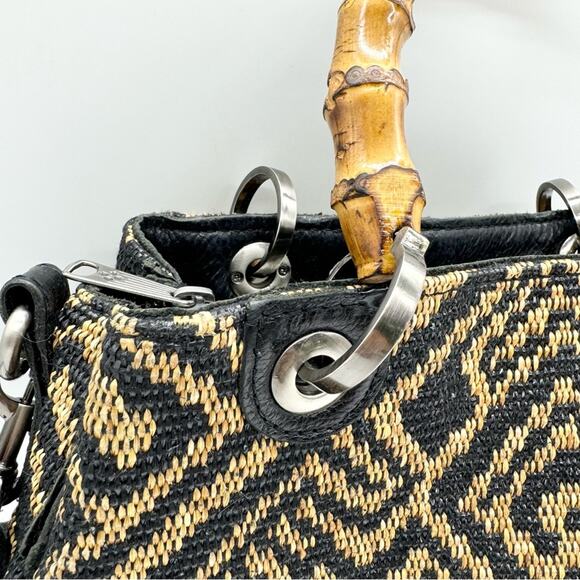 Patricia Nash Empoli Satchel With Bamboo Handle In Tribal Weave Pattern Mid-Size - Picture 3 of 13